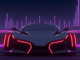 futurista elétrico conceito carro dentro cyberpunk fundo. generativo ai foto