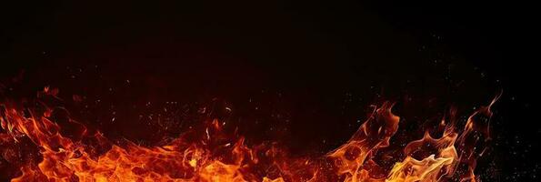 fogo brasas partículas sobre Preto fundo. fogo faíscas fundo. detalhe do fogo faíscas. foto