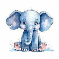 azul aguarela elefante. ilustração ai generativo foto