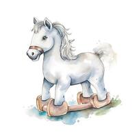 aguarela vintage desenho animado cavalo brinquedo. ilustração ai generativo foto