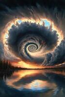 pintura do uma espiral dentro a meio do uma lago. generativo ai. foto
