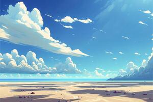 pintura do uma de praia em uma ensolarado dia. generativo ai. foto
