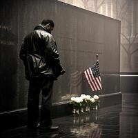 911 patriótico dia. setembro 11 memorial, terra zero. nós vai Nunca esquecer. ai gerado. foto