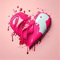 Rosa coração forma em pastel e mínimo Rosa fundo. dia dos namorados dia e romance conceito. digital arte ilustração tema. generativo ai foto