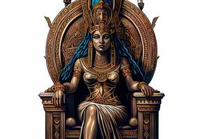 egípcio Cleópatra senta em uma trono. ai gerado foto