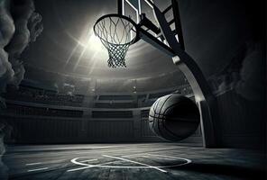 basquetebol bola em a basquetebol tribunal. esporte e atleta conceito. generativo ai foto
