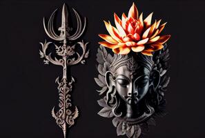 maha Shivratri conceito com tridente espada escultura fundo. indiano cultura e festival. generativo ai foto