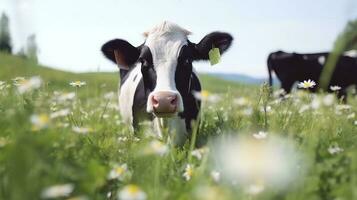 vacas dentro campo. ilustração ai generativo foto