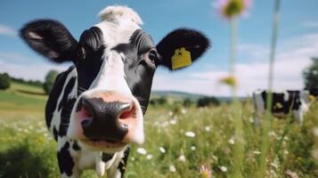 vacas dentro campo. ilustração ai generativo foto