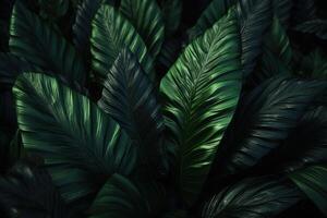 verde tropical folhas fundo. ilustração ai generativo foto