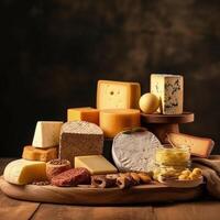 diferente tipos do delicioso queijo ilustração ai generativo foto