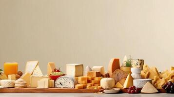 diferente tipos do delicioso queijo ilustração ai generativo foto