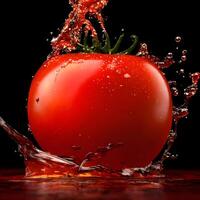 surpreendente tomate com água respingo e gotas isolado, generativo ai foto