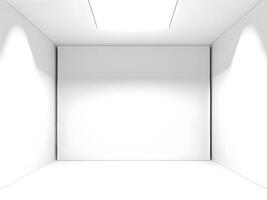 interior do a esvaziar branco estúdio sala. generativo ai foto