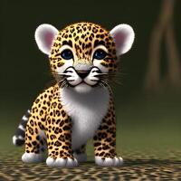 fofa minúsculo pequeno leopardo filhote , generativo ai foto