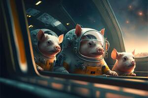 surpresa porcos dentro espaço ilustração generativo ai foto