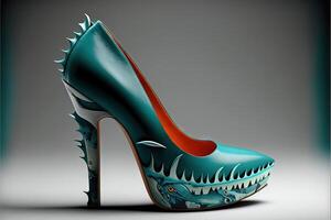 Tubarão pele mulheres sapatos com Alto calcanhares generativo ai foto