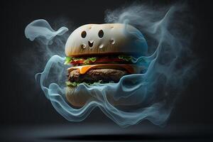 assustador hamburguer queijo fantasma ilustração generativo ai foto