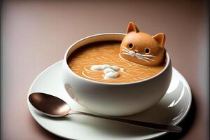 gato forma sopa tigela ilustração generativo ai foto