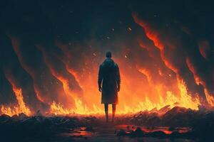 humano fogo homem ilustração generativo ai foto