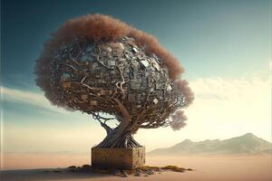techno árvore do a futuro ilustração generativo ai foto