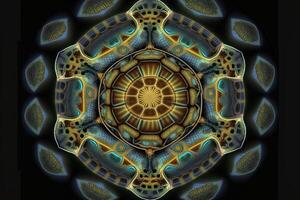 tartaruga animal mandala fractal ilustração generativo ai foto