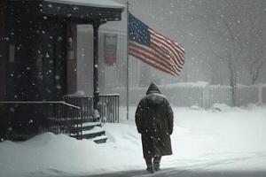 muito frio clima dentro América panorama Unidos estados dentro inverno ilustração generativo ai foto