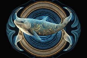 baleia animal mandala fractal ilustração generativo ai foto