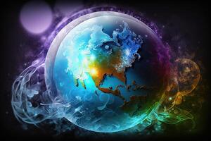 internacional dia para a preservação do a ozônio camada, mundo mapa ilustração generativo ai foto