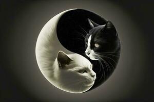 yin yang gato fez fofa Preto e branco gatos dentro yinyang forma. ilustração generativo ai foto