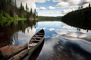 canoa algonquin lago parque ilustração generativo ai foto