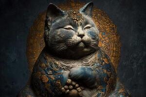 gato Como Buda famoso histórico personagem retrato ilustração generativo ai foto