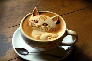 gato forma leite café cappuccino amor para animais de estimação ilustração generativo ai foto