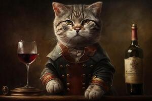 sommelier vinho provador gato trabalhando trabalho profissão ilustração generativo ai foto