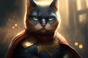 Super heroi gato ilustração generativo ai foto