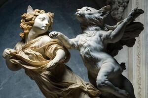 Bernini beijo estátua gato famoso escultura ilustração generativo ai foto