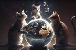 gatos governante a mundo ilustração generativo ai foto