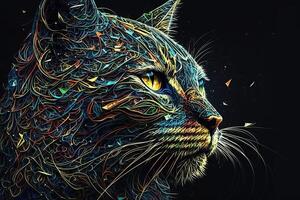 gato animal mandala fractal ilustração generativo ai foto