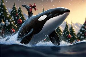 Natal orca assassino baleia ilustração generativo ai foto