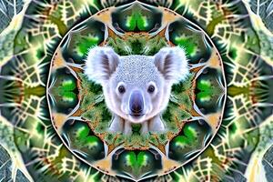 coala animal mandala fractal ilustração generativo ai foto