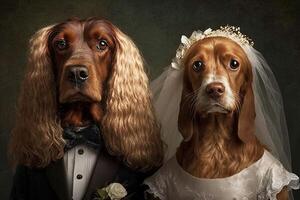 Cocker spaniel cachorro Casamento ilustração generativo ai foto