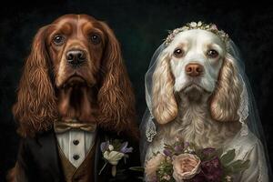Cocker spaniel cachorro Casamento ilustração generativo ai foto