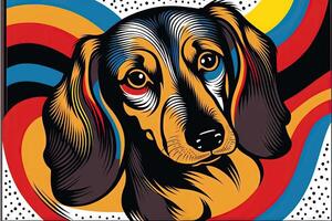 fofa dachshund cachorro dentro colorida pop arte ilustração generativo ai foto