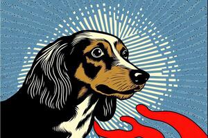 fofa dachshund cachorro dentro colorida pop arte ilustração generativo ai foto