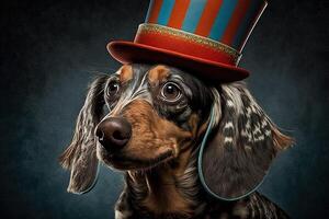 dachshund cachorro circo animal ilustração generativo ai foto