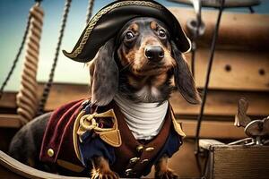 dachshund cachorro pirata ilustração generativo ai foto