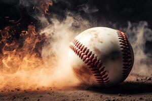 detalhe do beisebol bastão impressionante bola dentro explosão ilustração generativo ai foto
