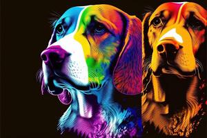 fofa cachorro dentro colorida pop arte ilustração generativo ai foto