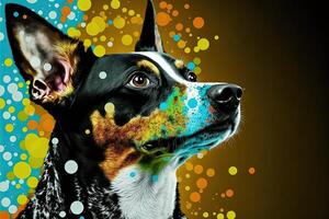 fofa cachorro dentro colorida pop arte ilustração generativo ai foto