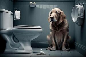 cachorro usando banheiro ilustração generativo ai foto